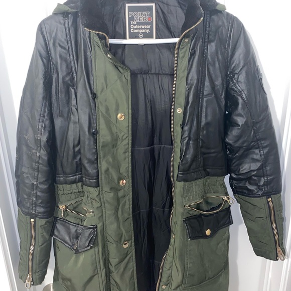 POINT ZERO Black & Green Coat - Picture 2 of 3